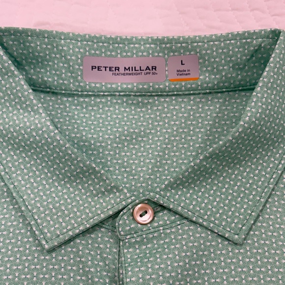 Peter Millar Light Green Featherweight Polo Shirt - Picture 2 of 5